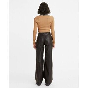 Levi's Womens 70s High Flare Faux Leather Pants 27 Black Retro Edgy Capsule Chic